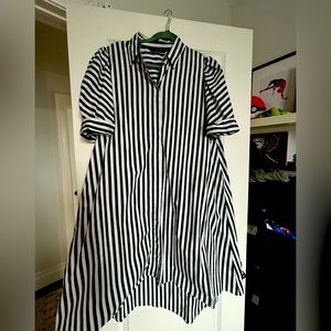 Zara Long dark Green/White Stripe top